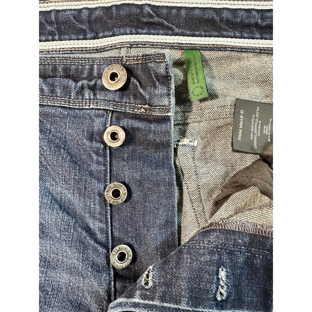 G-Star Raw Kilcot Jeans Mens 36 Blue Straight Tapered Denim Sustainable Casual